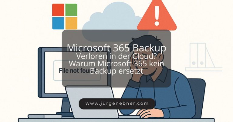 Microsoft 365 Backup fehlt – Mann verzweifelt vor Bildschirm