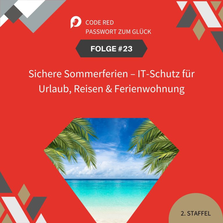 Sommerliche Strandkulisse mit Laptop – Symbolbild für IT-Sicherheit im Urlaub